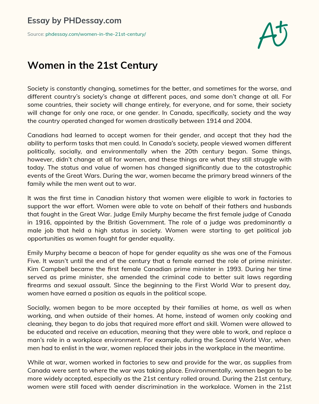 Women in the 21st Century essay