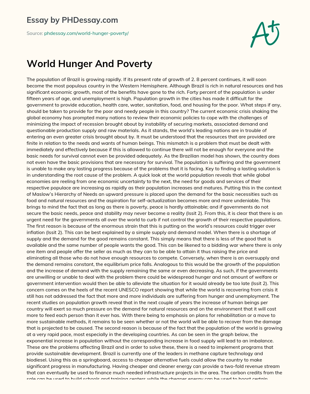 World Hunger And Poverty essay
