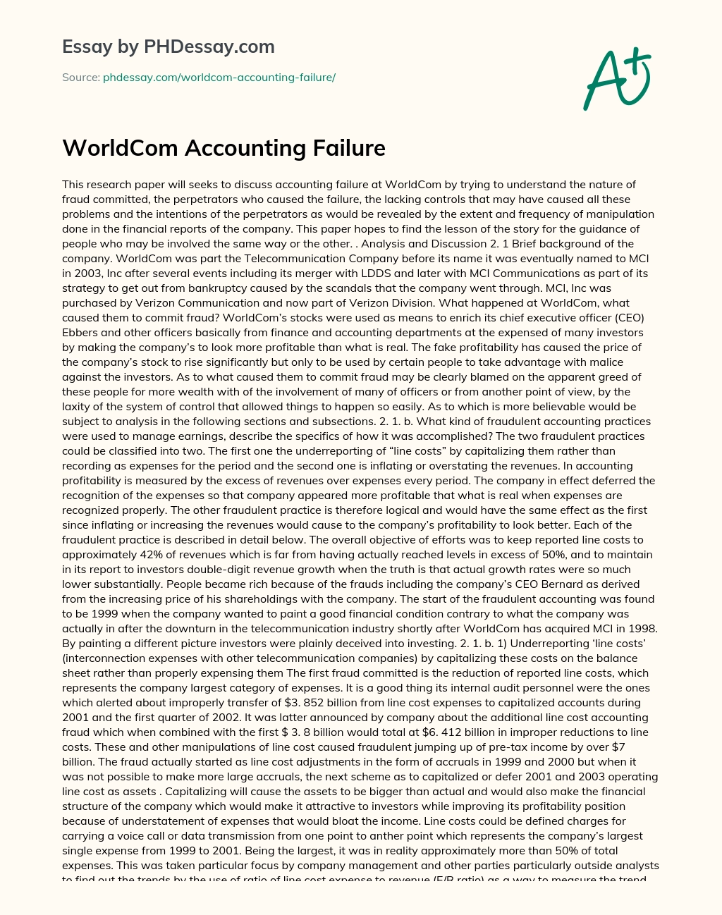 WorldCom Accounting Failure essay