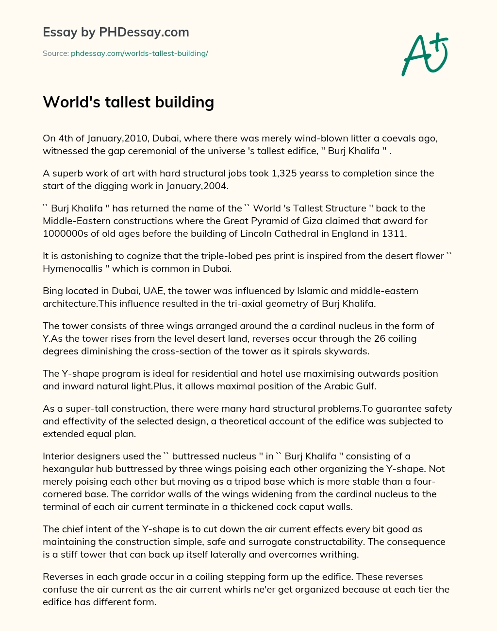 World’s tallest building essay