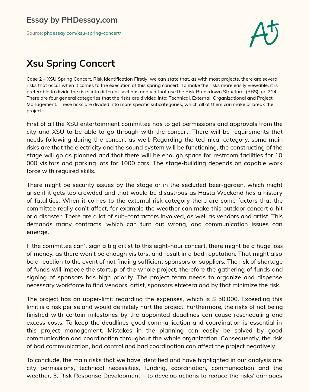 Xsu Spring Concert essay