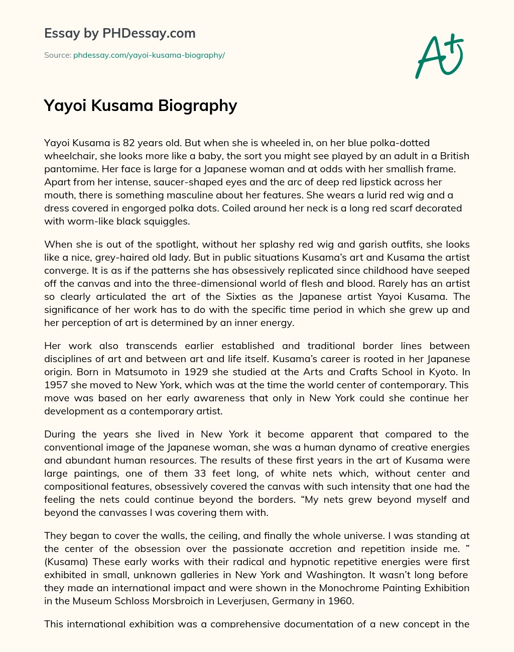 Yayoi Kusama Biography essay