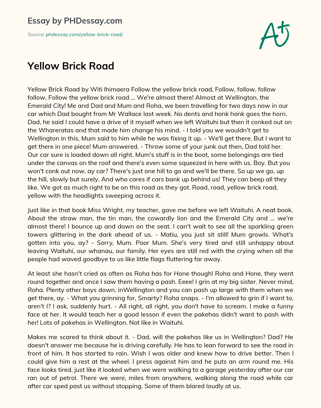 Yellow Brick Road essay