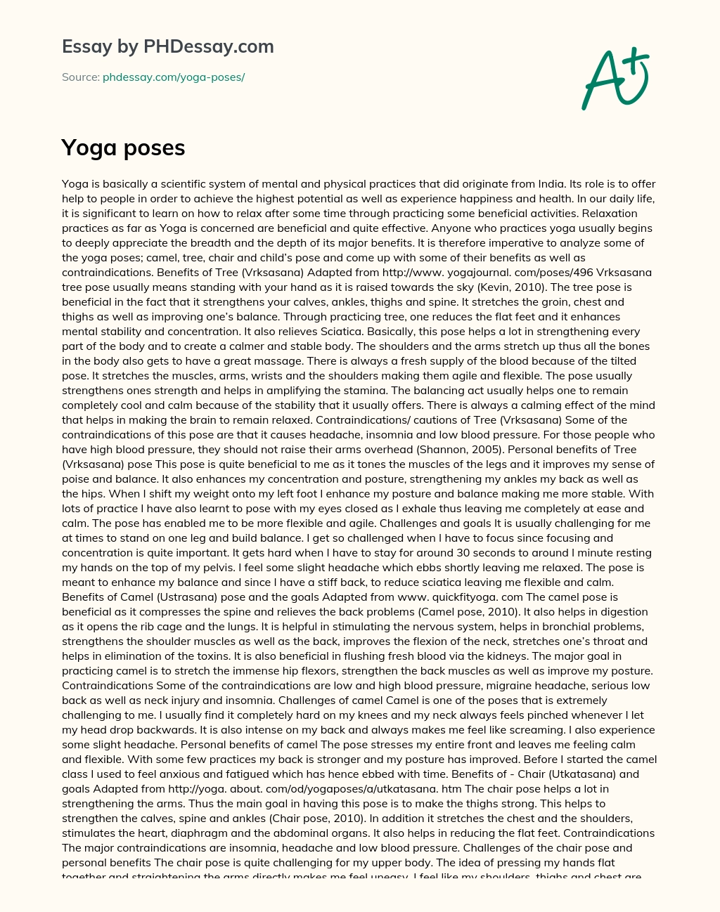 The Benefits of Tree Pose in Yoga essay