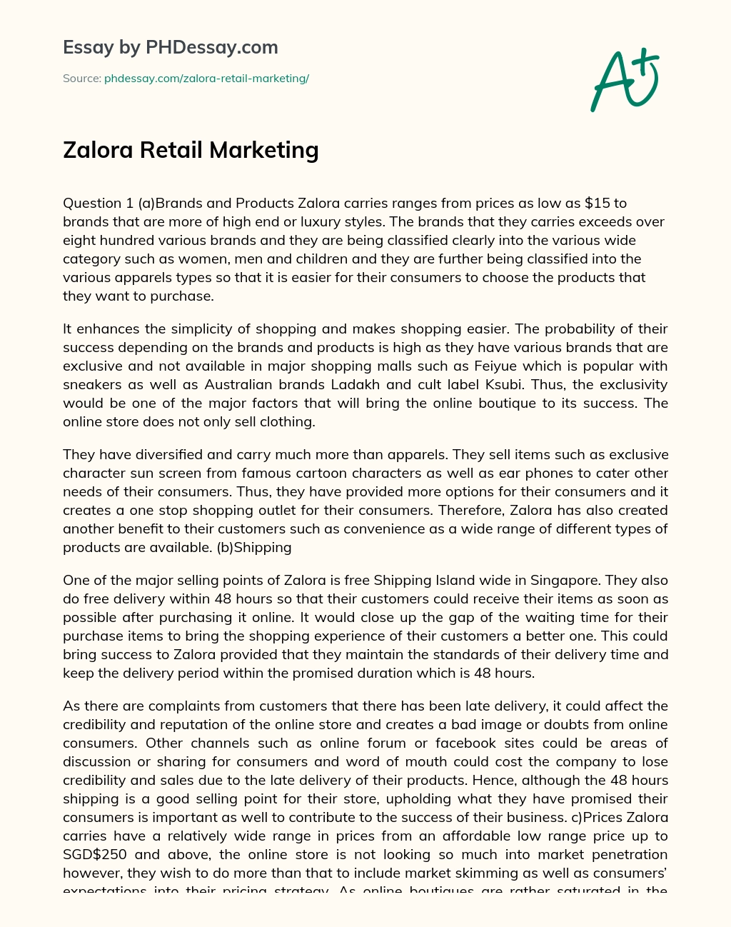 Zalora Retail Marketing essay