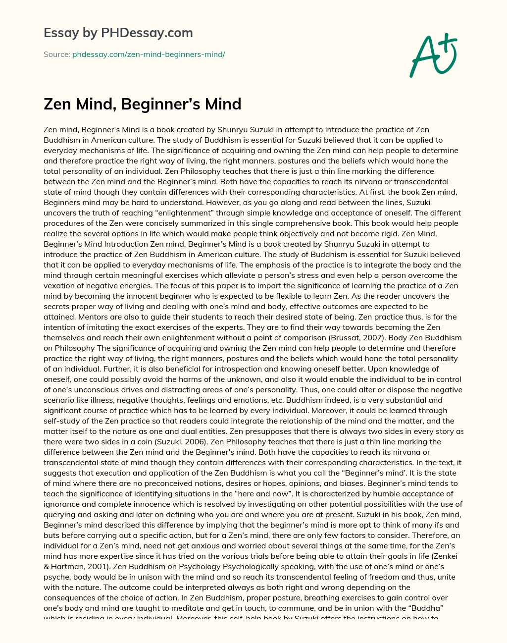 Zen Mind, Beginner’s Mind essay